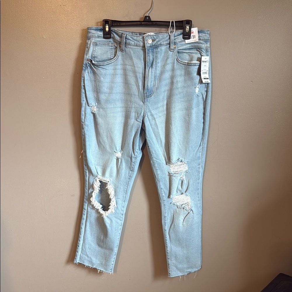Women's Light Blue Distressed Jeans